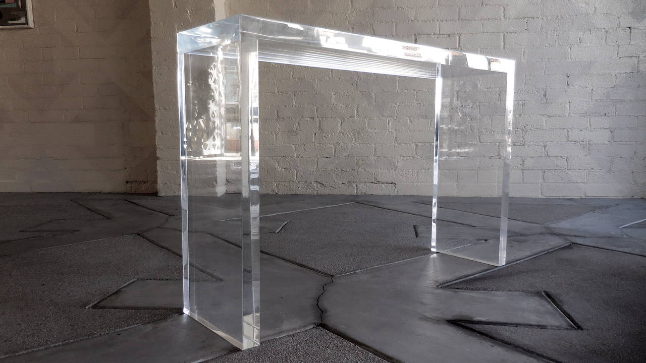 Mid-Century Modern Thick Lucite Console Table by Carmichael