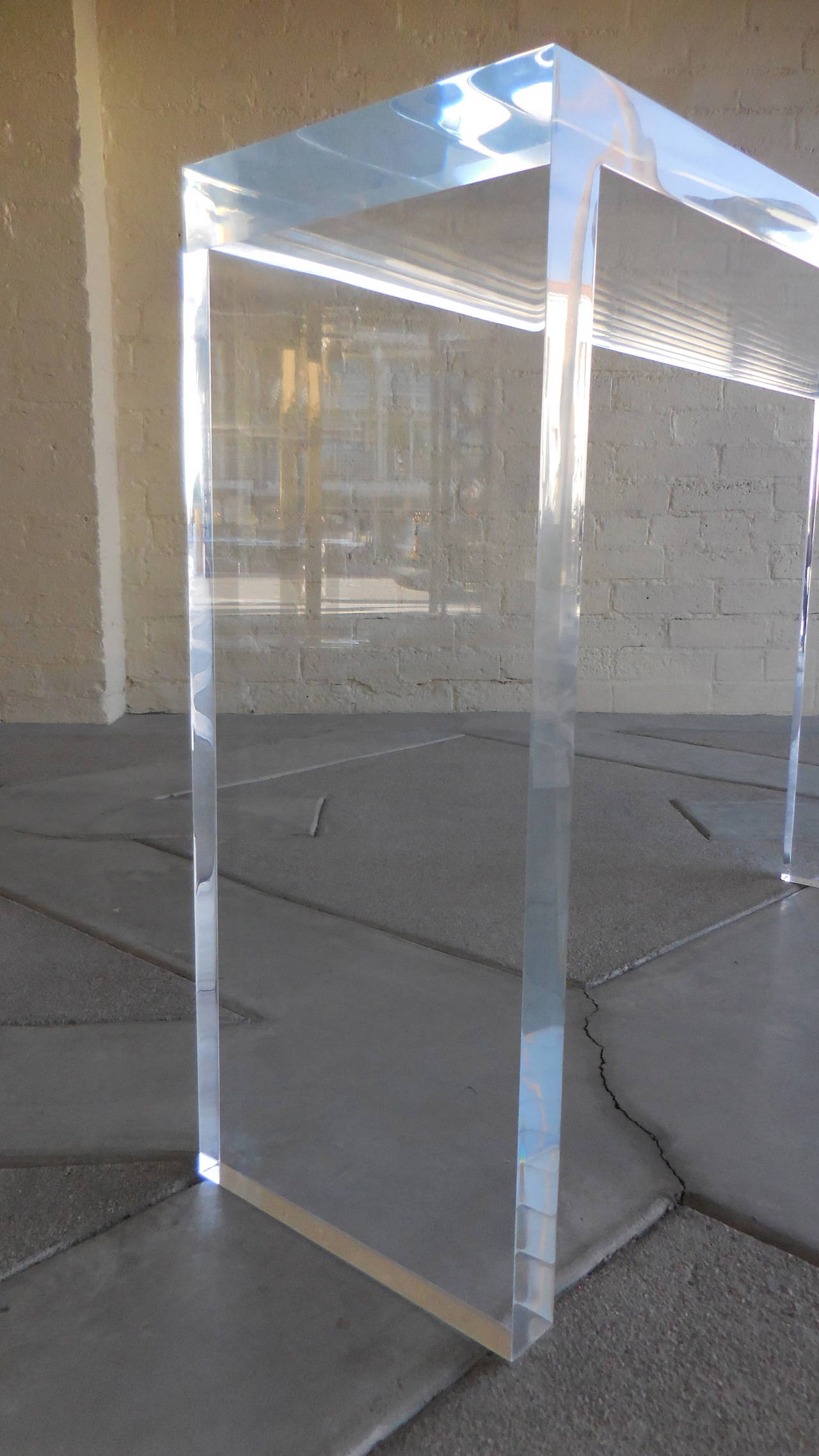 American Thick Lucite Console Table by Carmichael