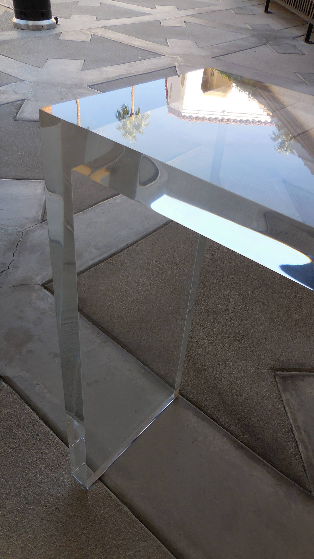 Thick Lucite Console Table by Carmichael 2