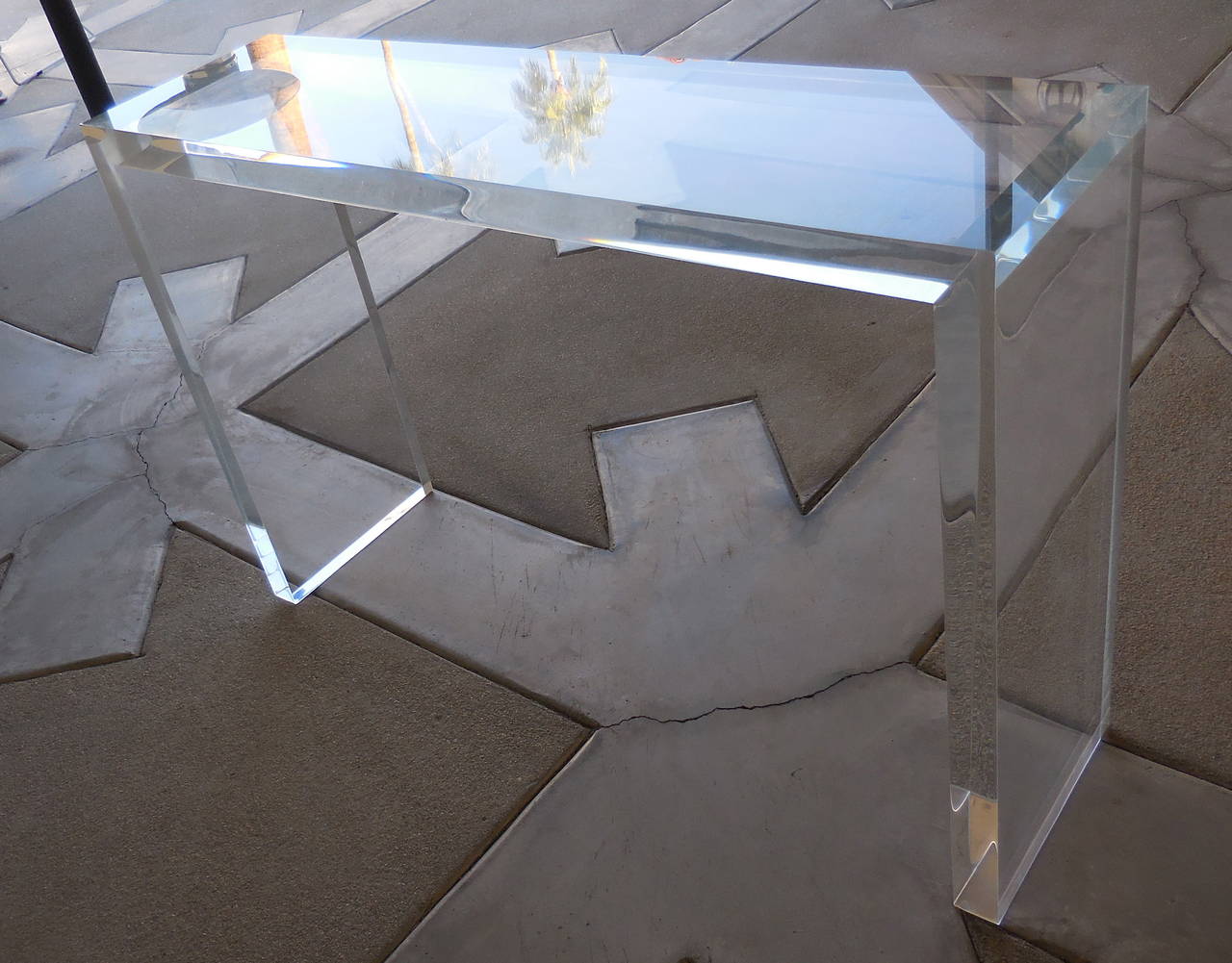 Thick Lucite Console Table by Carmichael 3