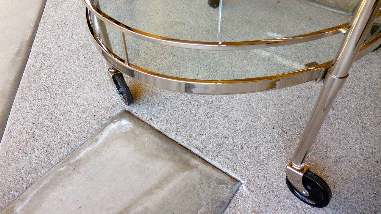 American Nickel-Plated Oval Serving Cart Attributed to Maxwell-Phillips, circa 1950s