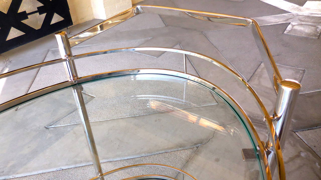 Mid-20th Century Nickel-Plated Oval Serving Cart Attributed to Maxwell-Phillips, circa 1950s