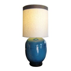 Massive Studio Pottery Blue Glazed Lamp
