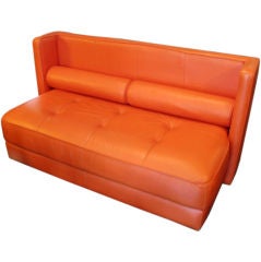 Custom Built Orange Leather Banquette