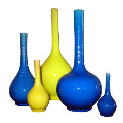 A Collection of Japanese Awaji Point Bottle Form Vases