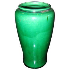 A single Japanese Green Glazed Awaji Vase
