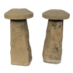 Vintage Pair of Concrete Saddle Stones