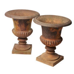 Pair of Large Cast Iron Urns