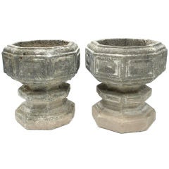 Antique Pair of Concrete Urns