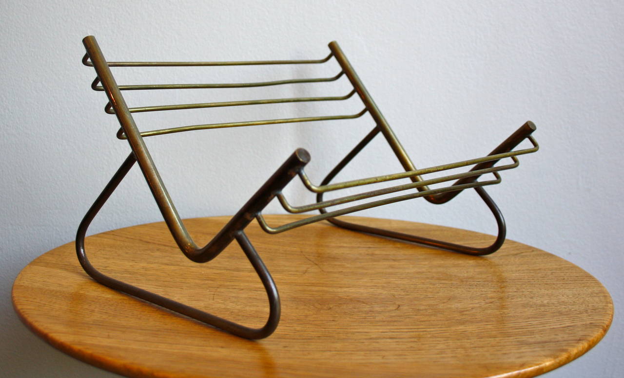 Brass book Stand designed and made by Carl Auböck. Original patina.