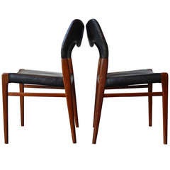 Pair of Rare Leather Back Møller Chairs