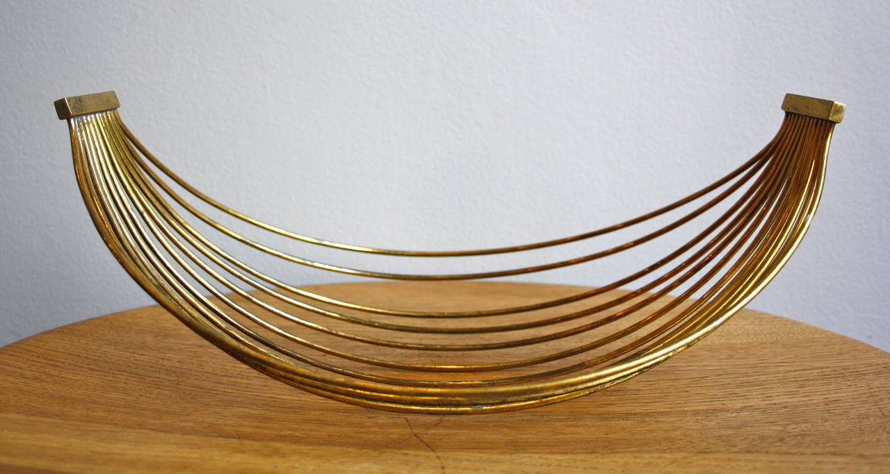 Large brass wire fruit bowl by Carl Auböck