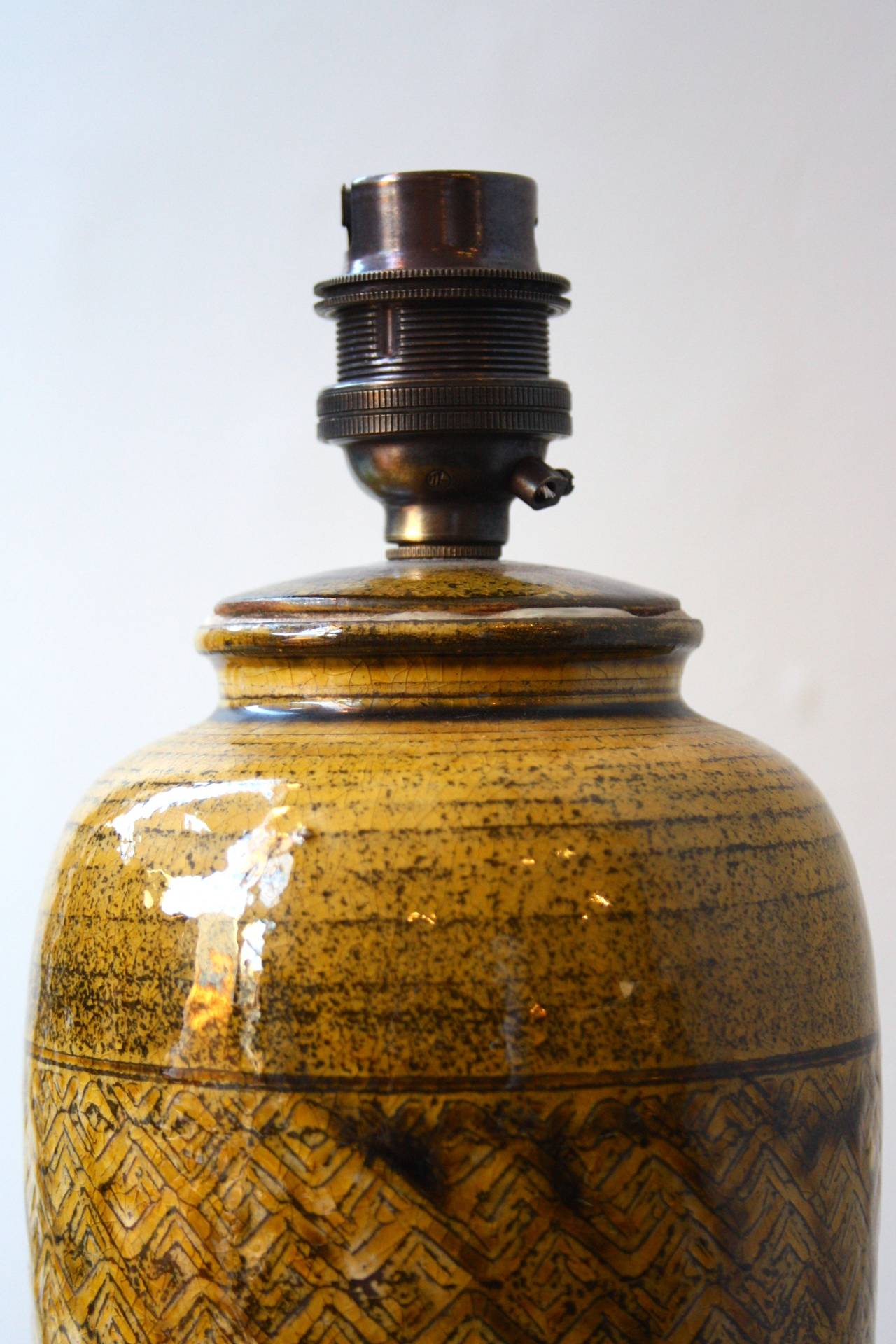 Herman Kahler Hand-thrown Glazed Earthenware Table Light In Excellent Condition In London, GB