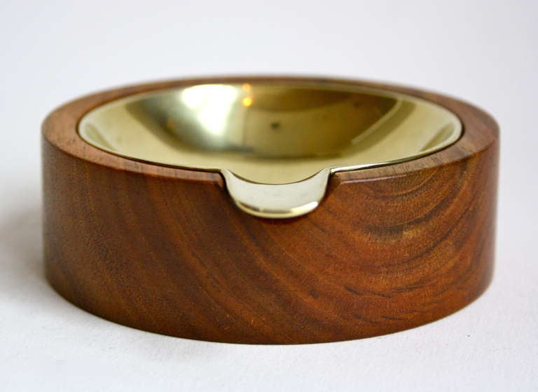 Walnut and brass ashtray by Carl Aubock , great classic shapes in super quality