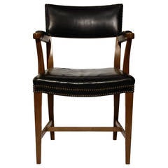 Josef Frank Beech Armchair in Black Leather