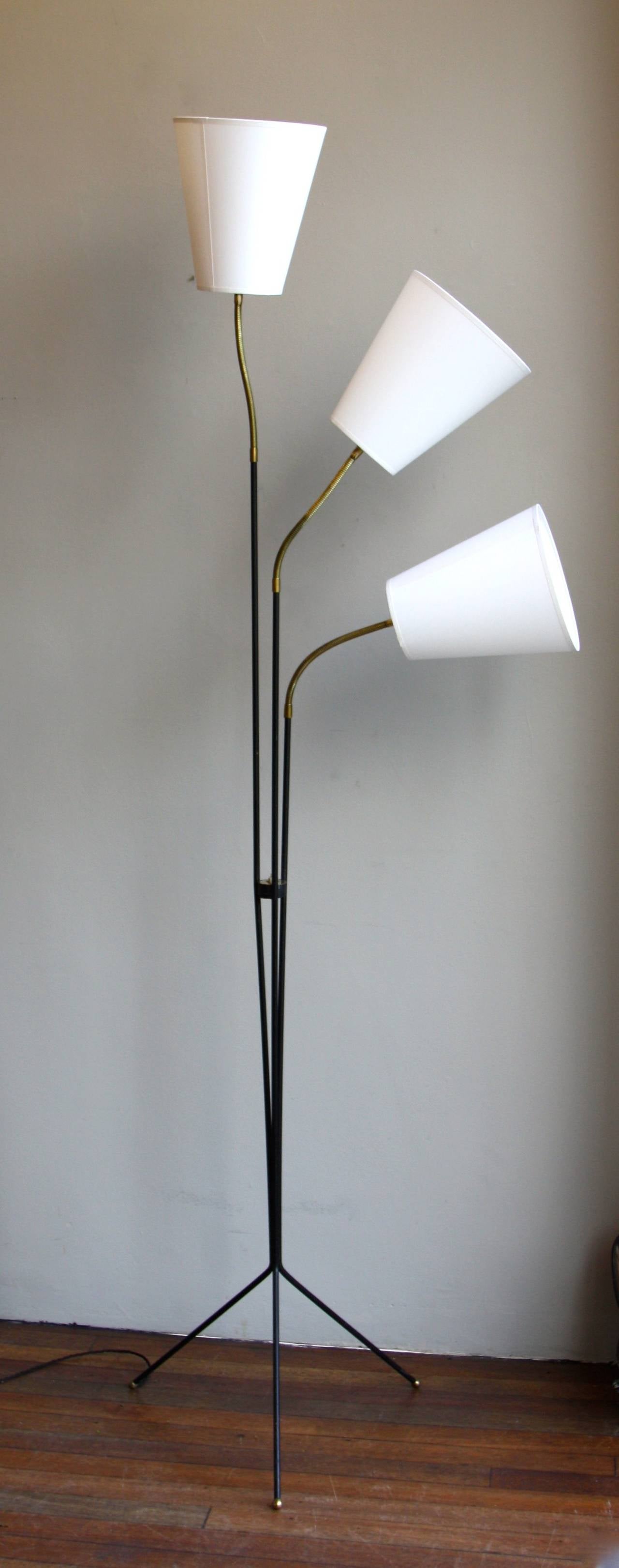 Scandinavian Modern Three-Armed Flexible Floor Light
