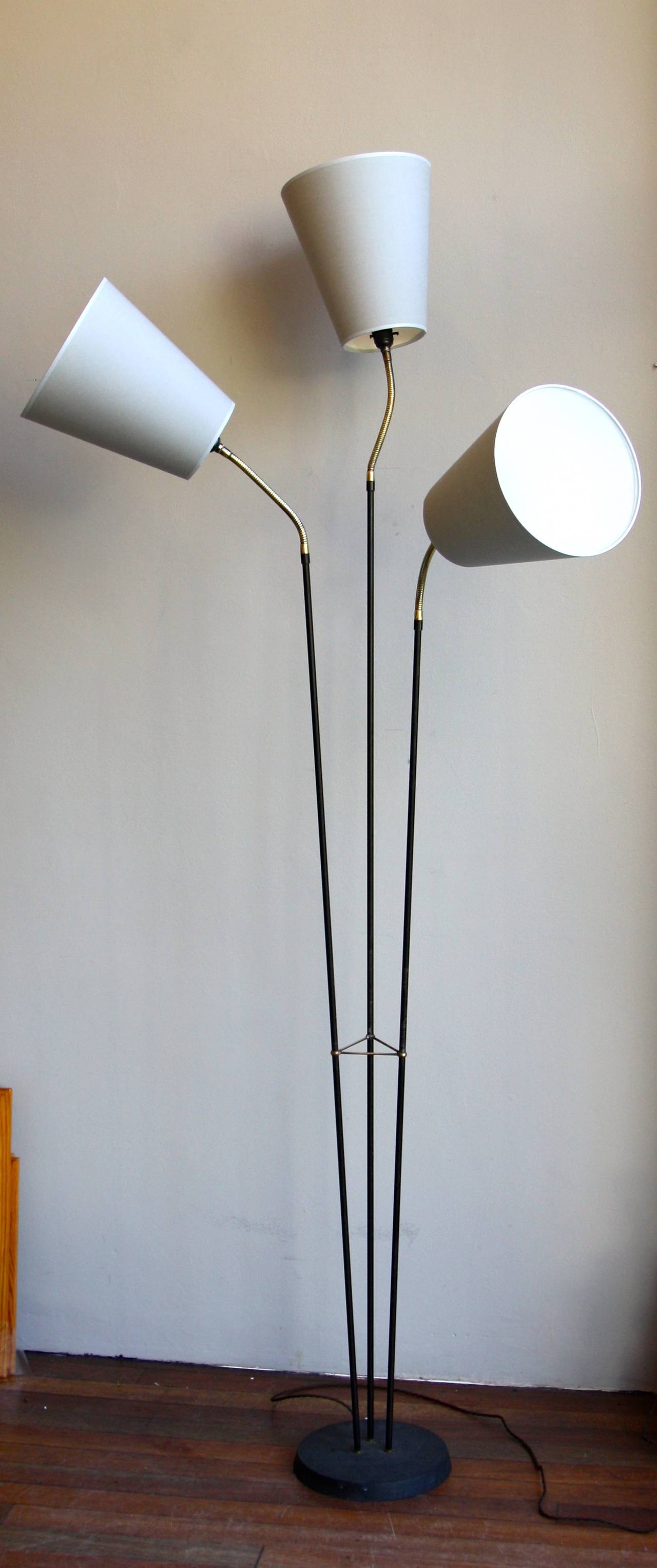 Danish Three-Armed Flexible Floor Light