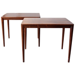 Gorgeous Pair of Rosewood Side Tables by Haslev
