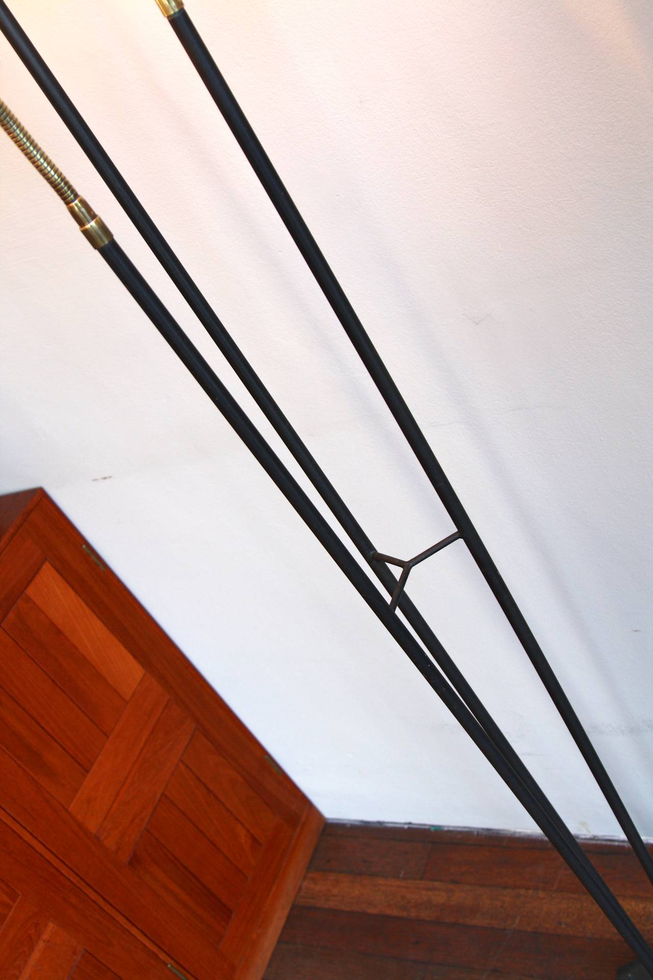 Danish Three Armed Flexible Floor Light