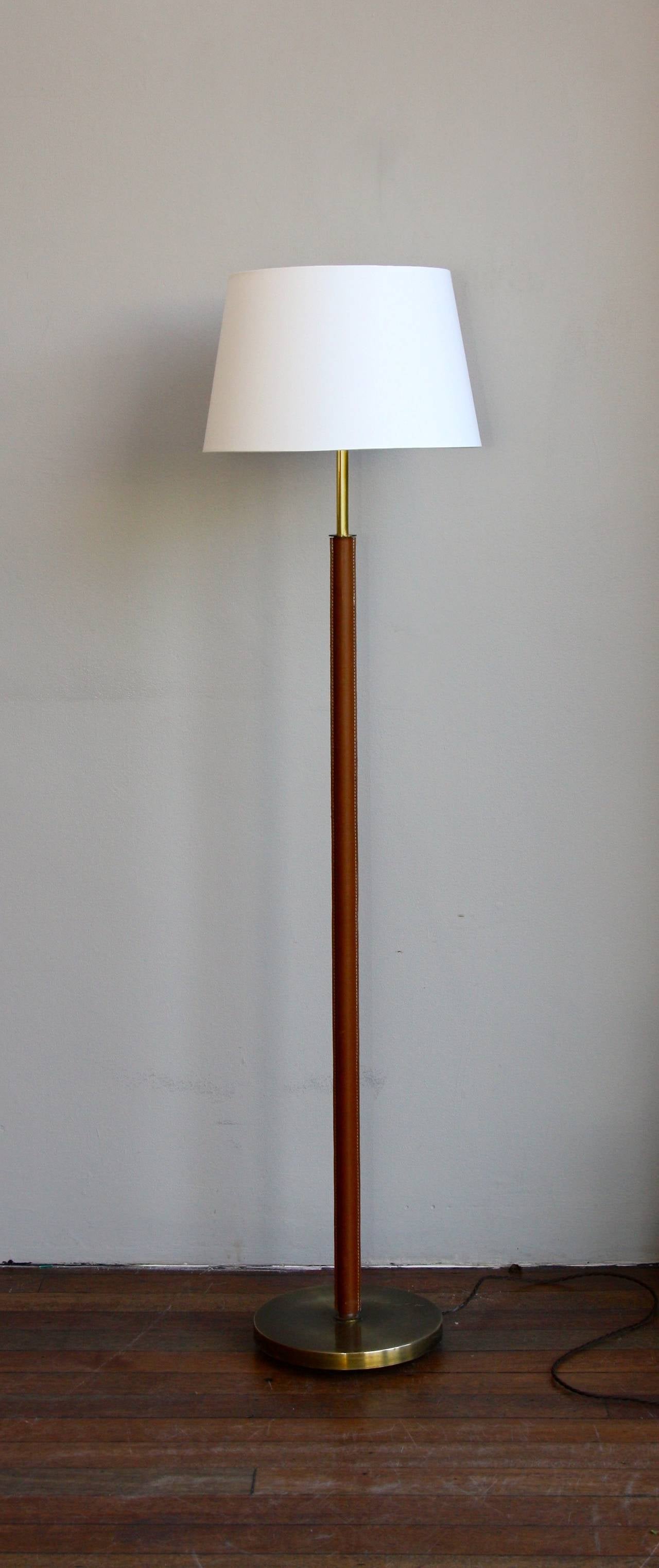 Heavy Leather Covered Floor Light