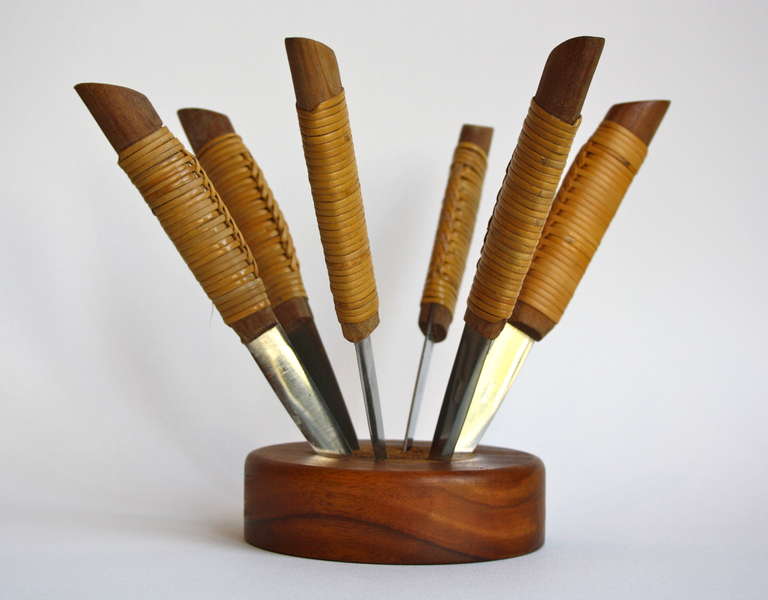 Set of fruit knives in a Walnut holder by the great Viennese master and his workshop.