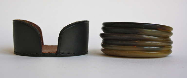 Horn Coasters & Leather Holder by Carl Auböck