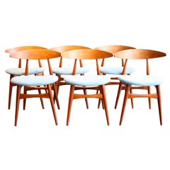 Set of Six Rare Hans Wegner Dining Chairs