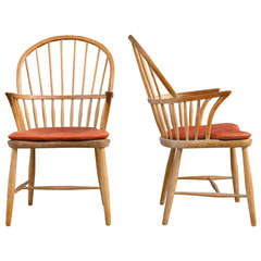 Super Pair of Fritz Henningsen Oak Windsor Chairs