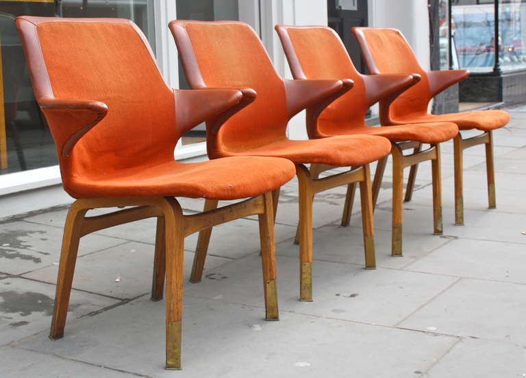 Scandinavian Modern Set of Four Rare Tapiovaara Chairs from The Marski Hotel