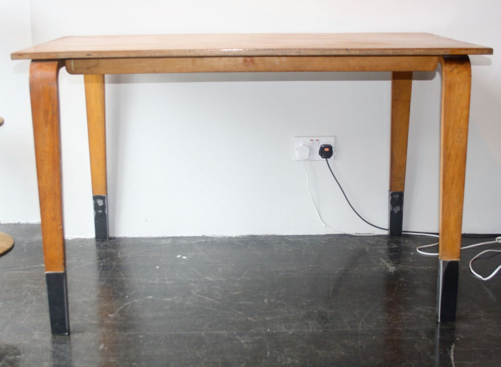 Charming plywood desk from the 1940s or possibly 50s following the style of Marcel Breuer and his work for Isokon. Great colour and patina