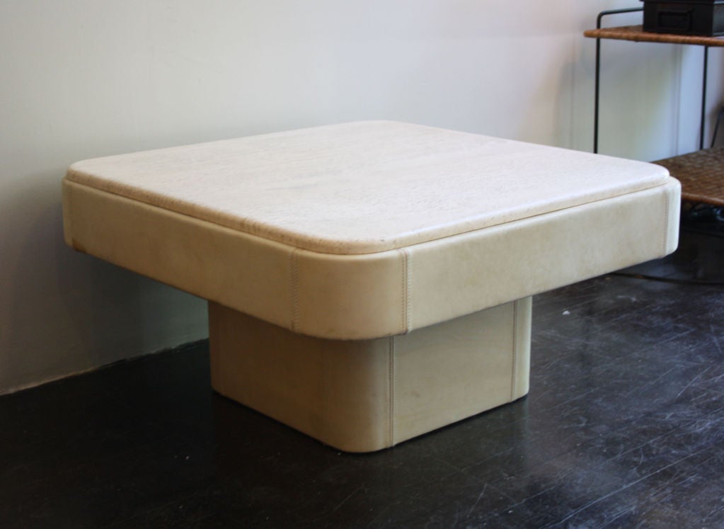 De Sede Leather and Travertine Coffee Table In Fair Condition In London, GB