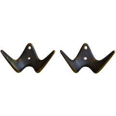Pair of Patinated Double Hooks by Carl Aubock