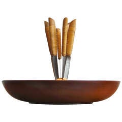 Very Large Fruitbowl and Knives by Carl Aubock