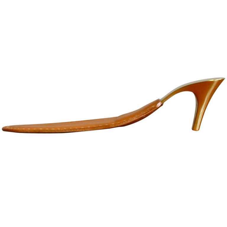 Carl Auböck Elegant Brass and Leather Shoehorn