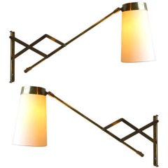 Pair of Flexible Brass Wall Lights