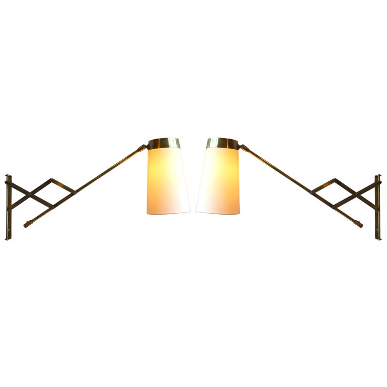 Pair of Flexible Brass Wall Lights