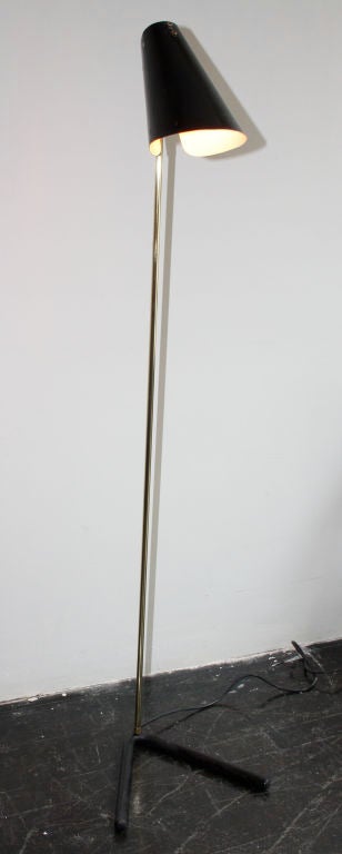 1950s Brass and Black Painted Metal Floor Light