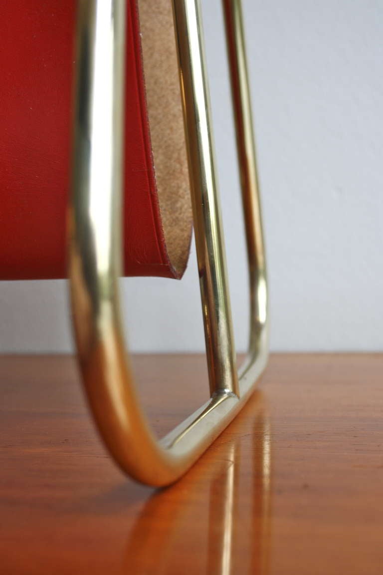 20th Century Bright Red Double Magazine Holder by Carl Aubock