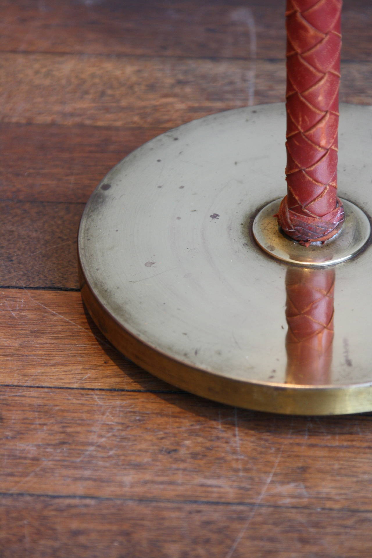 Red Leather Covered Floor Light In Excellent Condition In London, GB