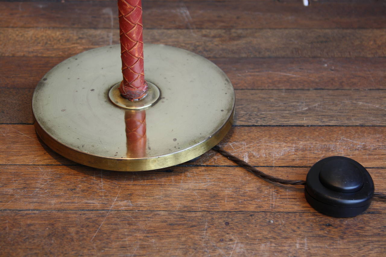 Mid-20th Century Red Leather Covered Floor Light