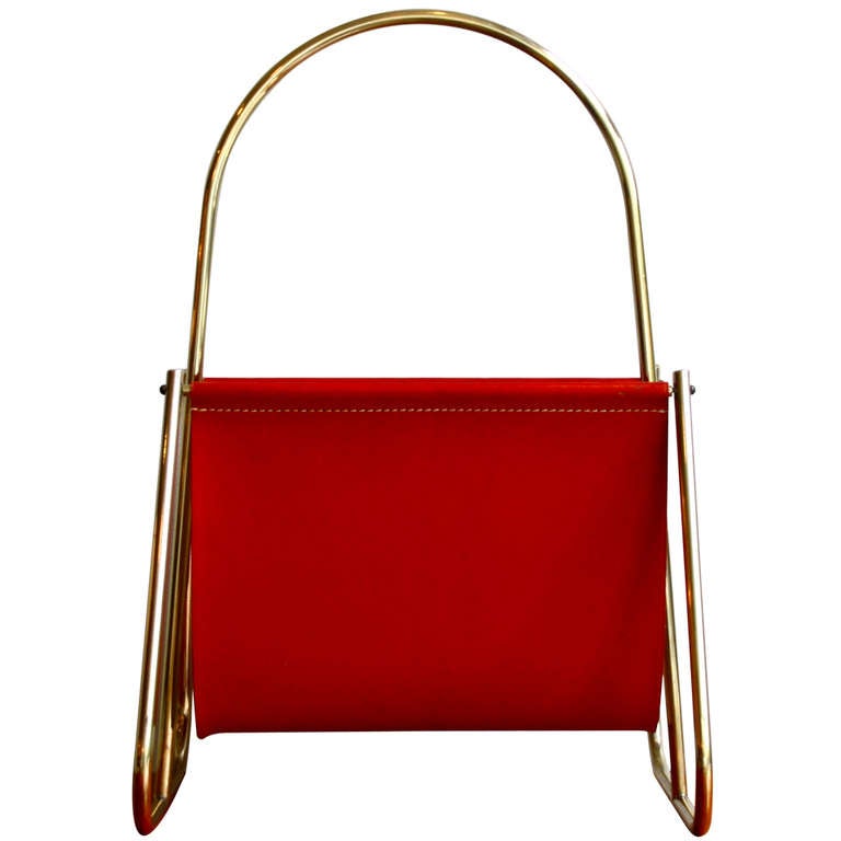 Bright Red Double Magazine Holder by Carl Aubock at 1stdibs
