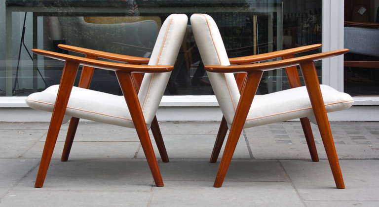 Pair of Very Rare Early Hans Wegner Armchairs by Johannes Hansen