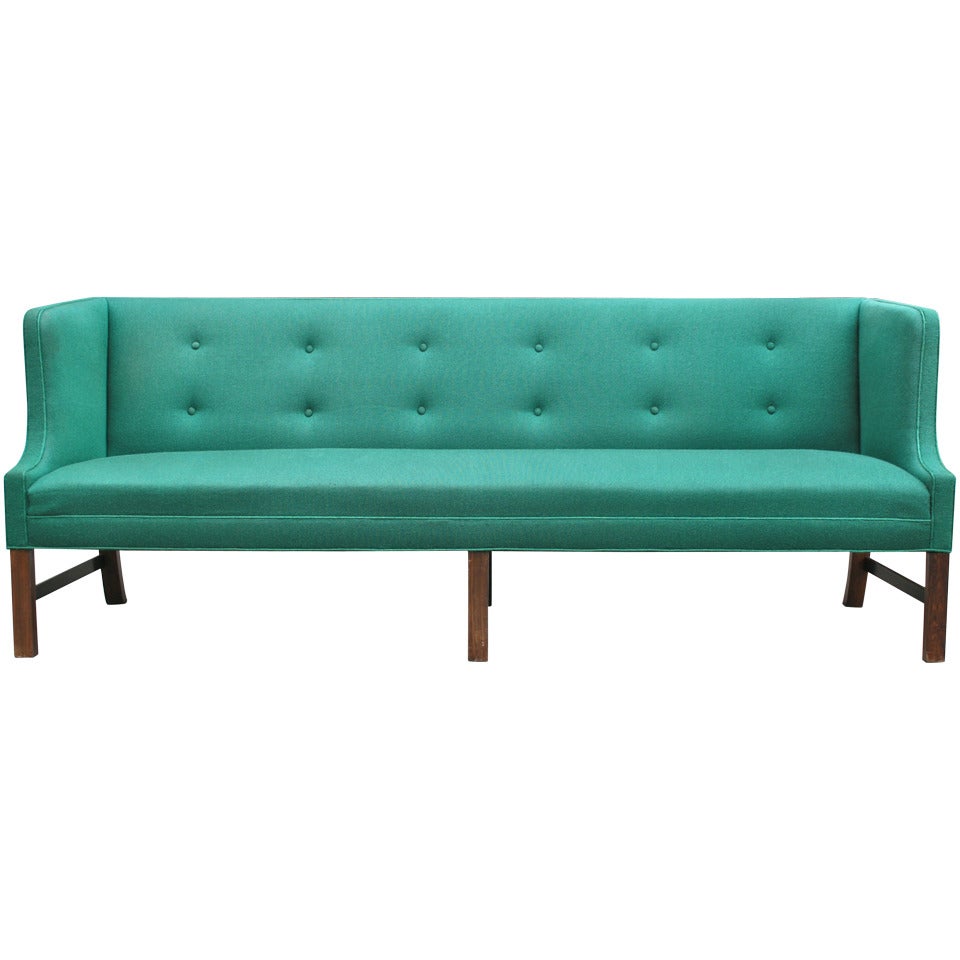 Fantastic Long Green Sofa by Ole Wanscher
