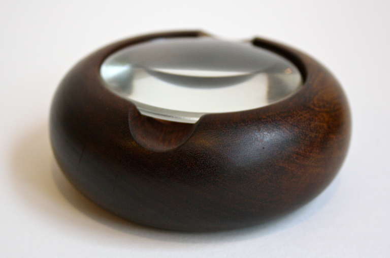 Lovely Walnut and glass magnifying box by Carl Aubock and his workshop. Great patina and feel to the piece and as always beautifully made.