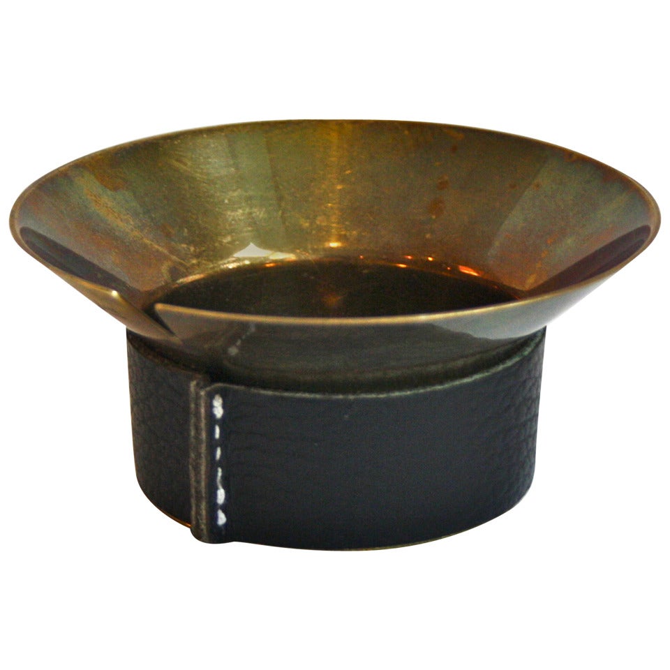 Carl Aubock Lovely Brass & Leather Ashtray