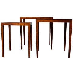 Nest of Three Rio Rosewood Tables by Severin Hansen 