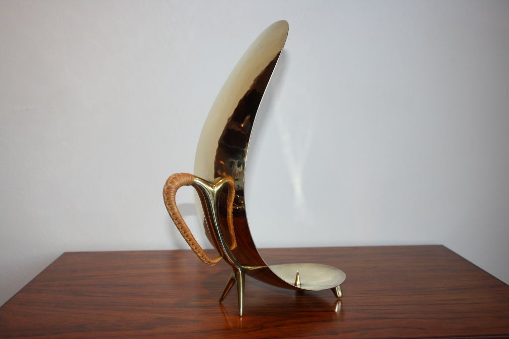 Handbeaten Brass Candleholder by Carl Aubock