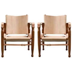 Carl Auböck Pair of Leather Safari Chairs
