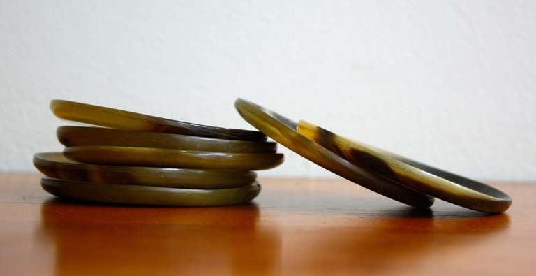 20th Century Set of Seven Horn Coaster by Carl Auböck