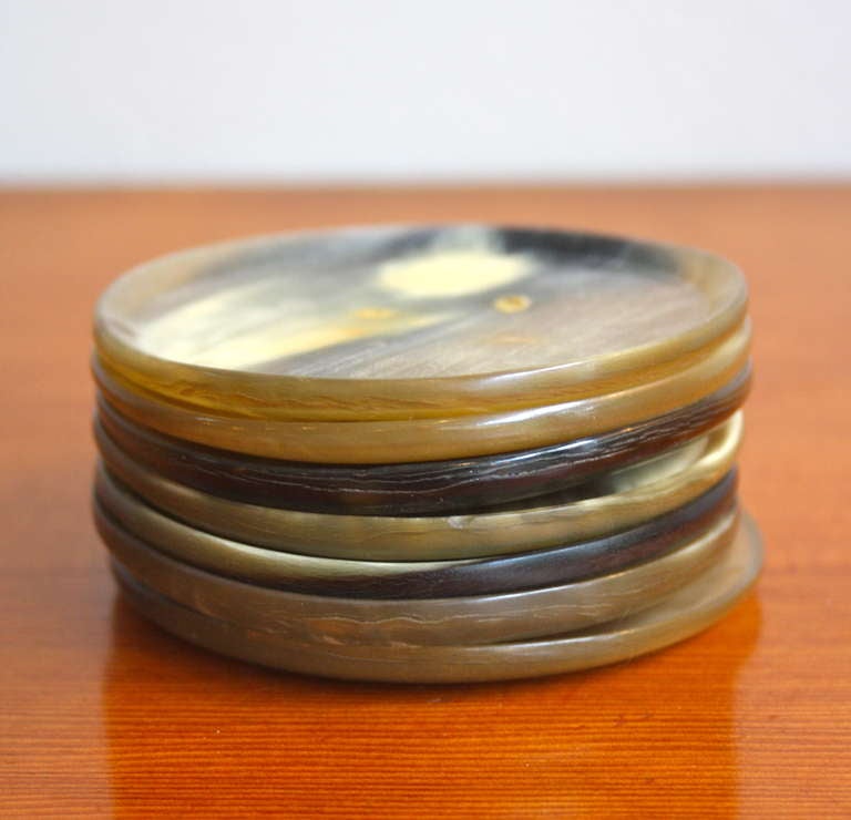 Set of Seven Horn Coaster by Carl Auböck In Good Condition In London, GB